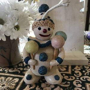 Vintage OOAK Handmade Pottery Clown 🤡 Oil Candle